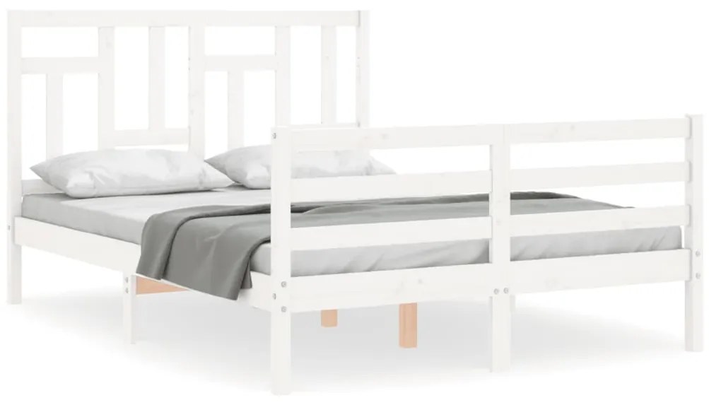 3194932 vidaXL Cadru de pat cu tăblie dublu mic, lemn masiv