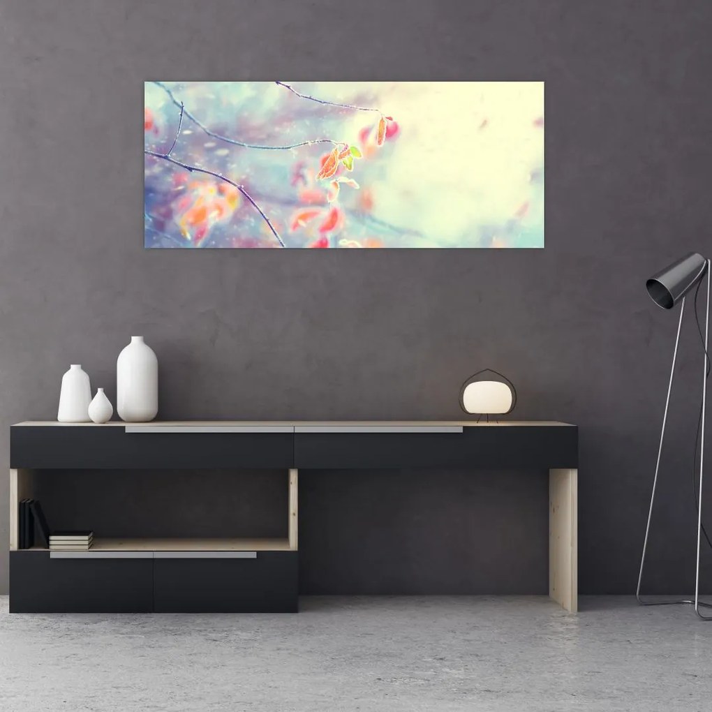 Tablou - Frunze în gheață (120x50 cm)