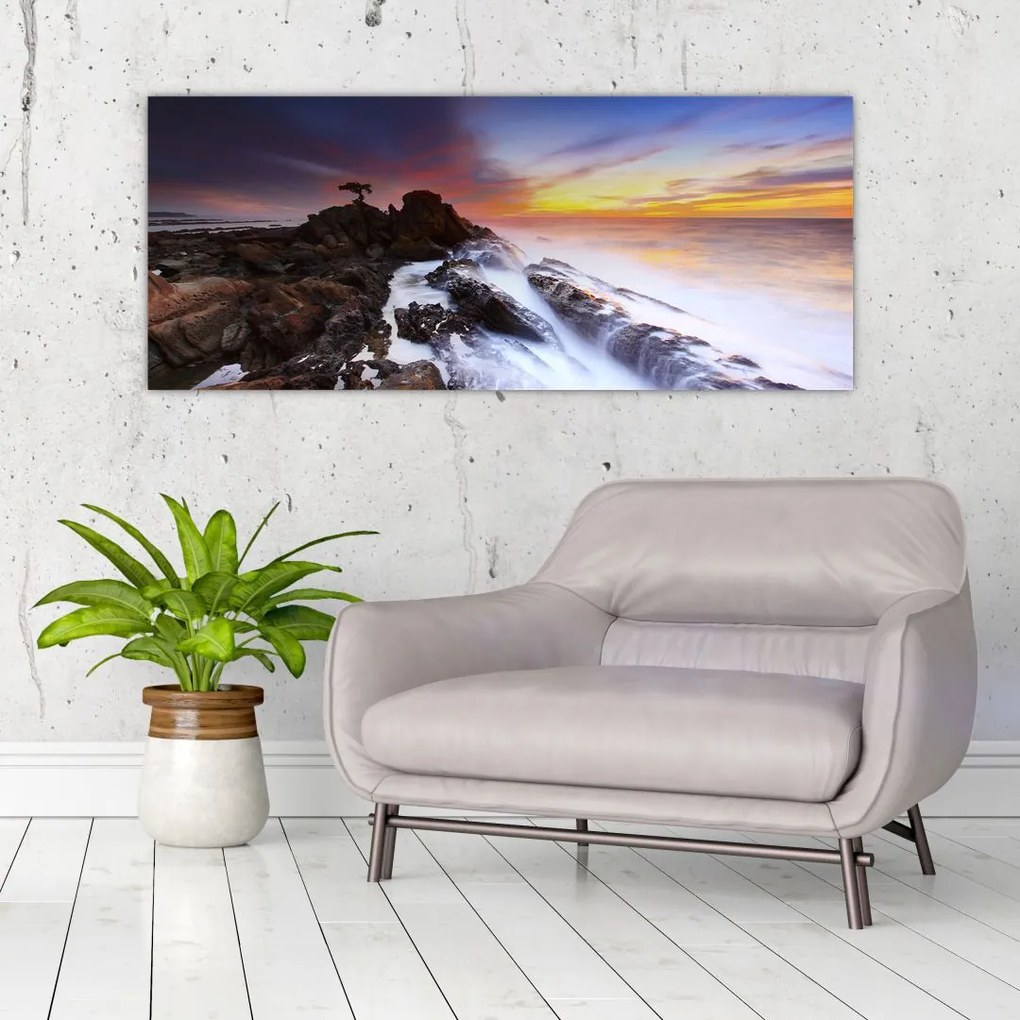 Tablou cu munți în ceață (120x50 cm)