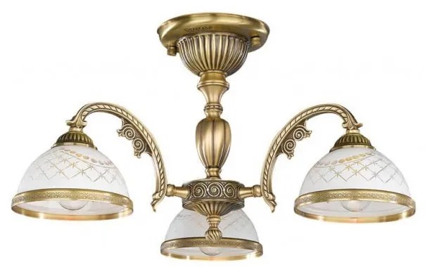 Lustra aplicata cu 3 brate clasic design italian din alama, sticla 7002 RA-PL. 7022/3