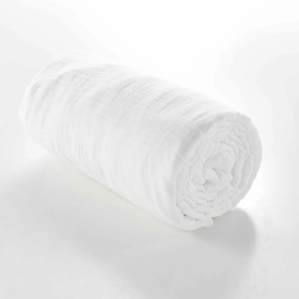 Cearceaf alb din muselină cu elastic 160x200 cm Angelia – douceur d'intérieur