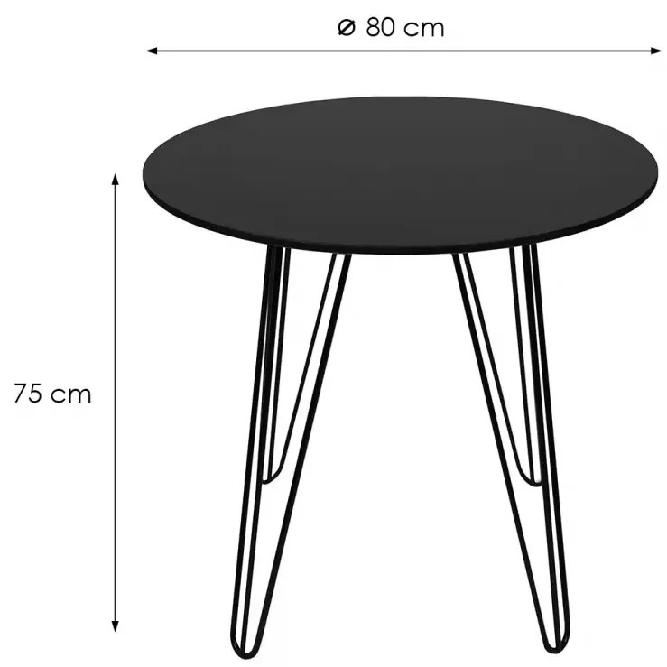 Masa de dining rotunda HARRY 80x80, negru