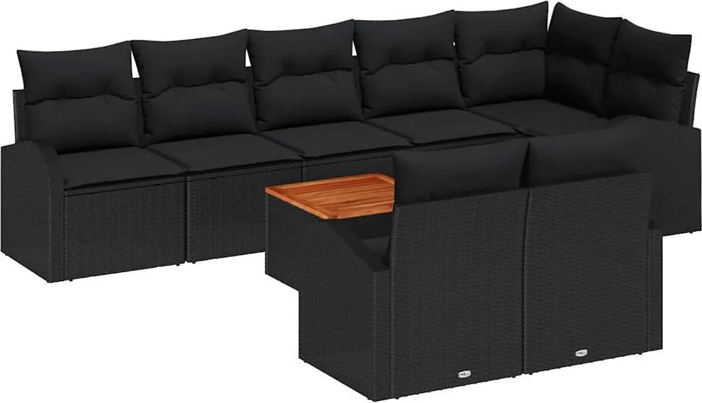 vidaXL Set de canapele pentru grădină 9 pcs Negru poliratan