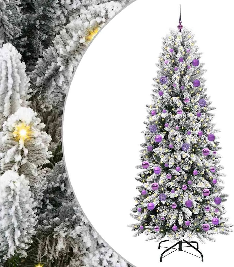 vidaXL Brad de Crăciun artificial cu 300 LED cu suport Alb 210 cm