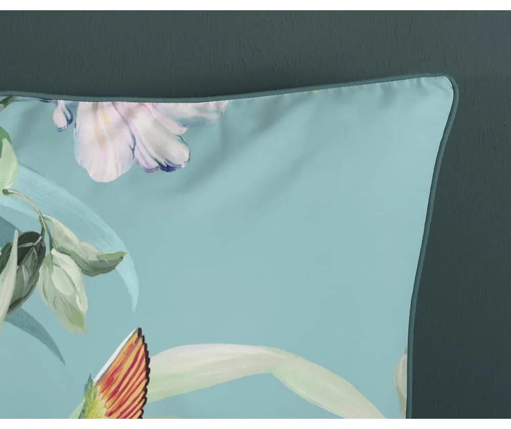 Lenjerie de pat albastră din bumbac satinat pentru pat de o persoană, extinsă 140x220 cm Fungi – Descanso