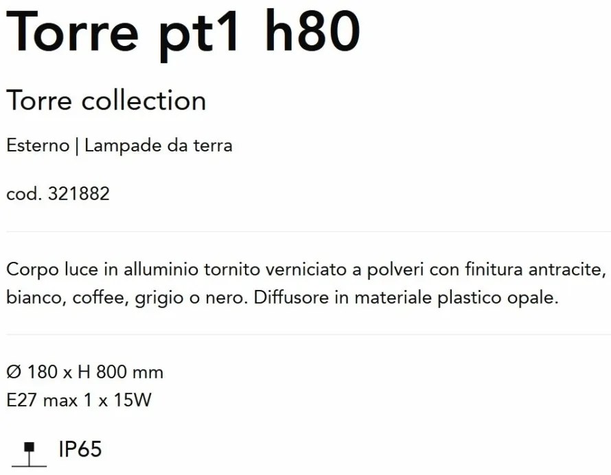Stalp pentru iluminat exterior Torre pt1 h80 antracit