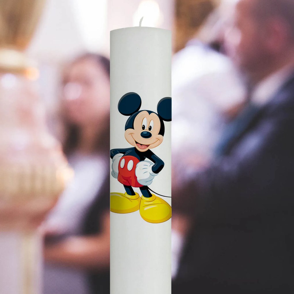 Lumanare Botez Mickey cu rosu 4,5 cm, 35 cm