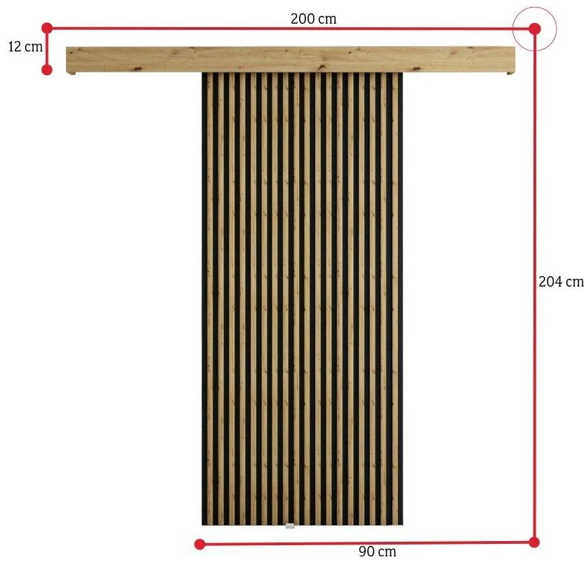 Expedo Usa glisanta RODEN, 90x204, stejar artisan/negru