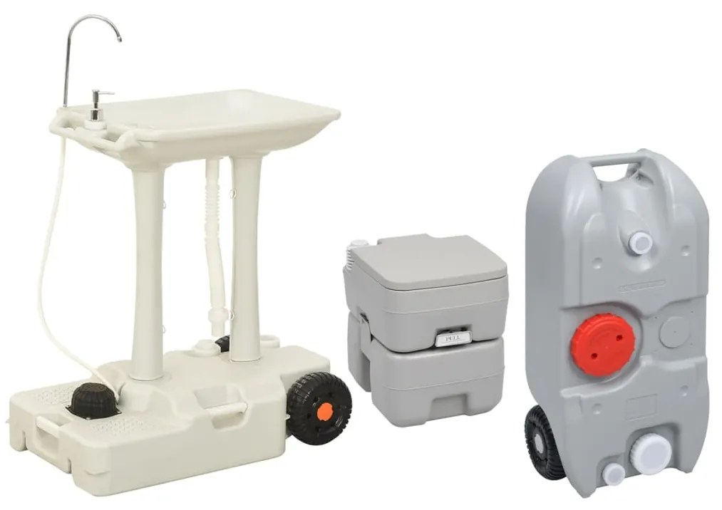 Set portabil cu toaleta, lavoar si rezervor apa pentru camping