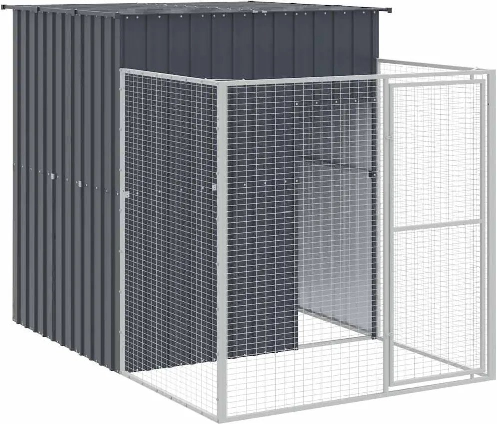 vidaXL Cușcă câine cu țarc antracit 165x251x181 cm oțel galvanizat