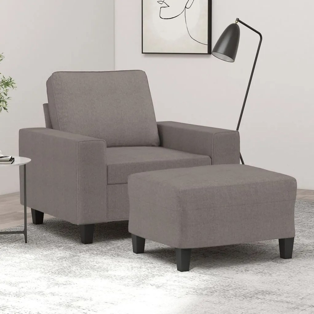 vidaXL Fotoliu canapea cu taburet, taupe, 60 cm, material textil