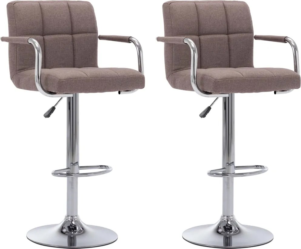 vidaXL Scaune de bar, 2 buc., gri taupe, material textil