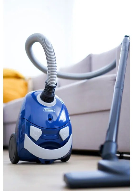 Resigilat: Aspirator cu sac Rosberg R51001J, 700W, 1,5 L, Accesorii, Albastru