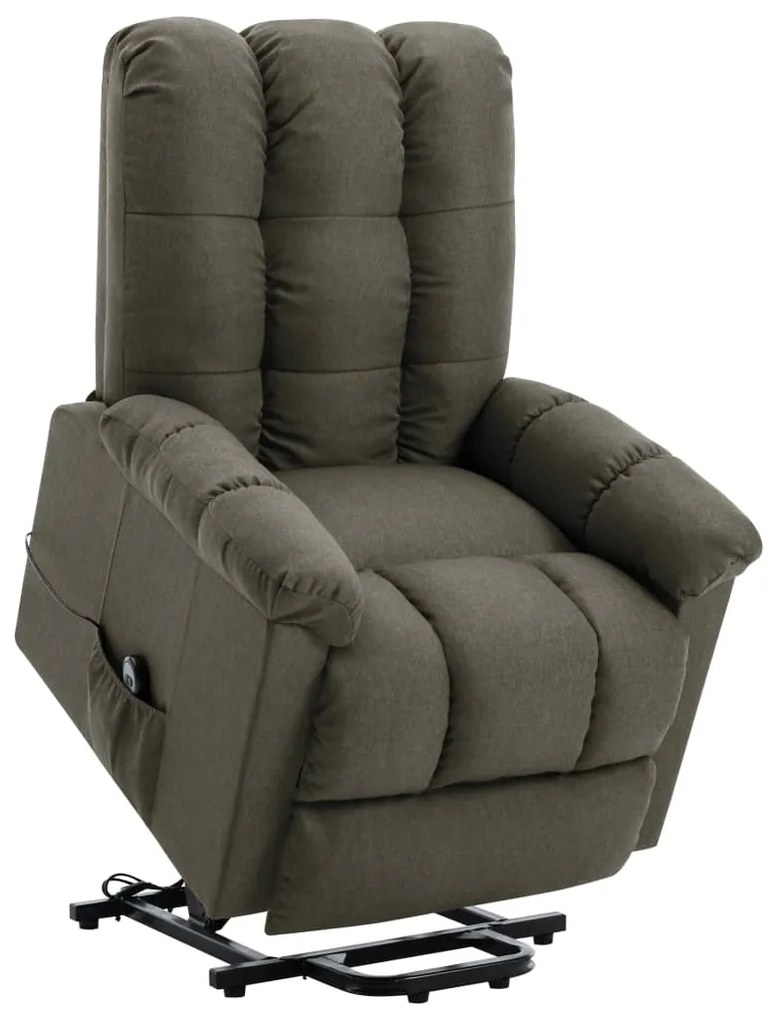 Fotoliu rabatabil ridicare verticală gri taupe material textil