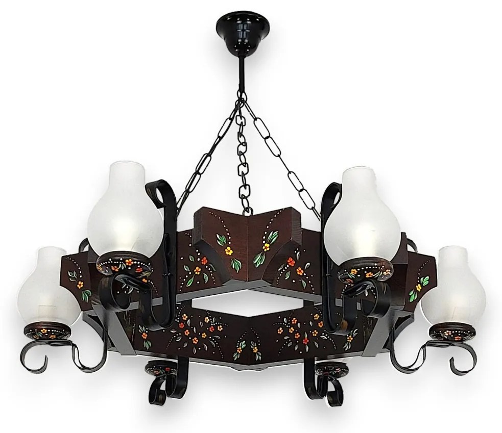 Candelabru fabricat manual din lemn pictat Queen 6L