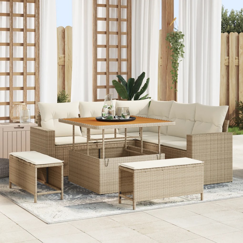 vidaXL Set de canapele pentru grădină 8 pcs Bej poliratan