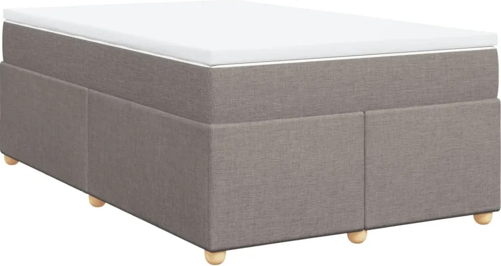 vidaXL Pat box spring cu saltea, gri taupe, 120x200 cm, textil
