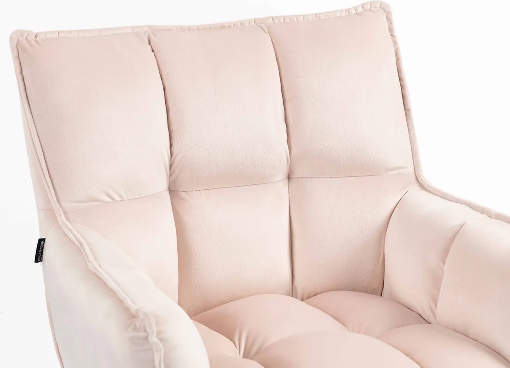 HR560N Scaun Catifea Roz Pudra cu Bază Aurie