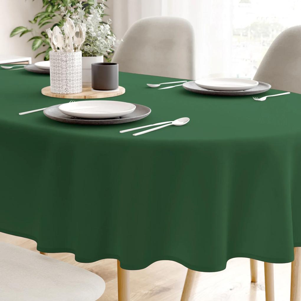 Goldea față de masă loneta - verde închis - ovală 140 x 180 cm