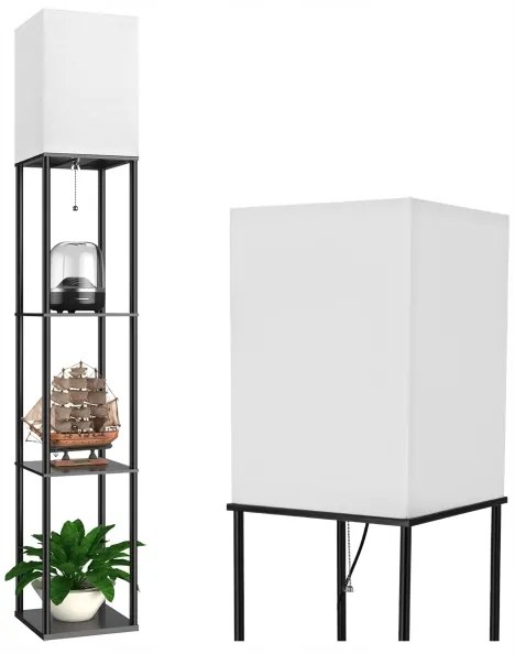 Lampă de podea cu polițe 1xE27/40W/230V 160 cm neagră/albă