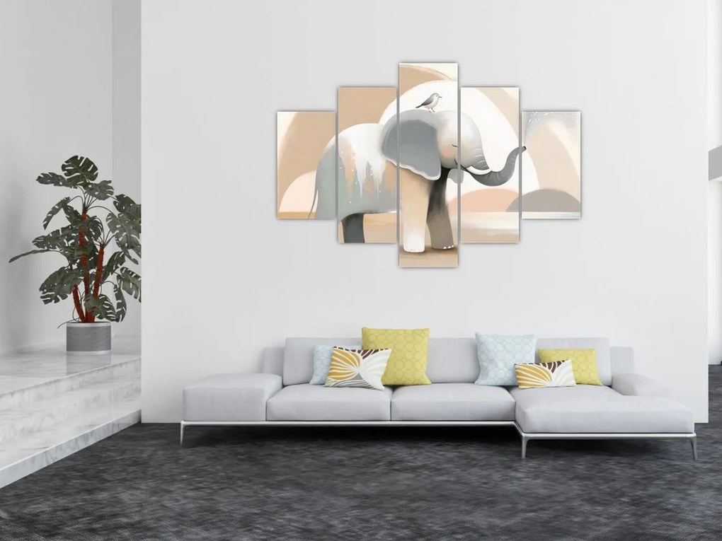 Tablou - Elefant în culori pastel (150x105 cm)
