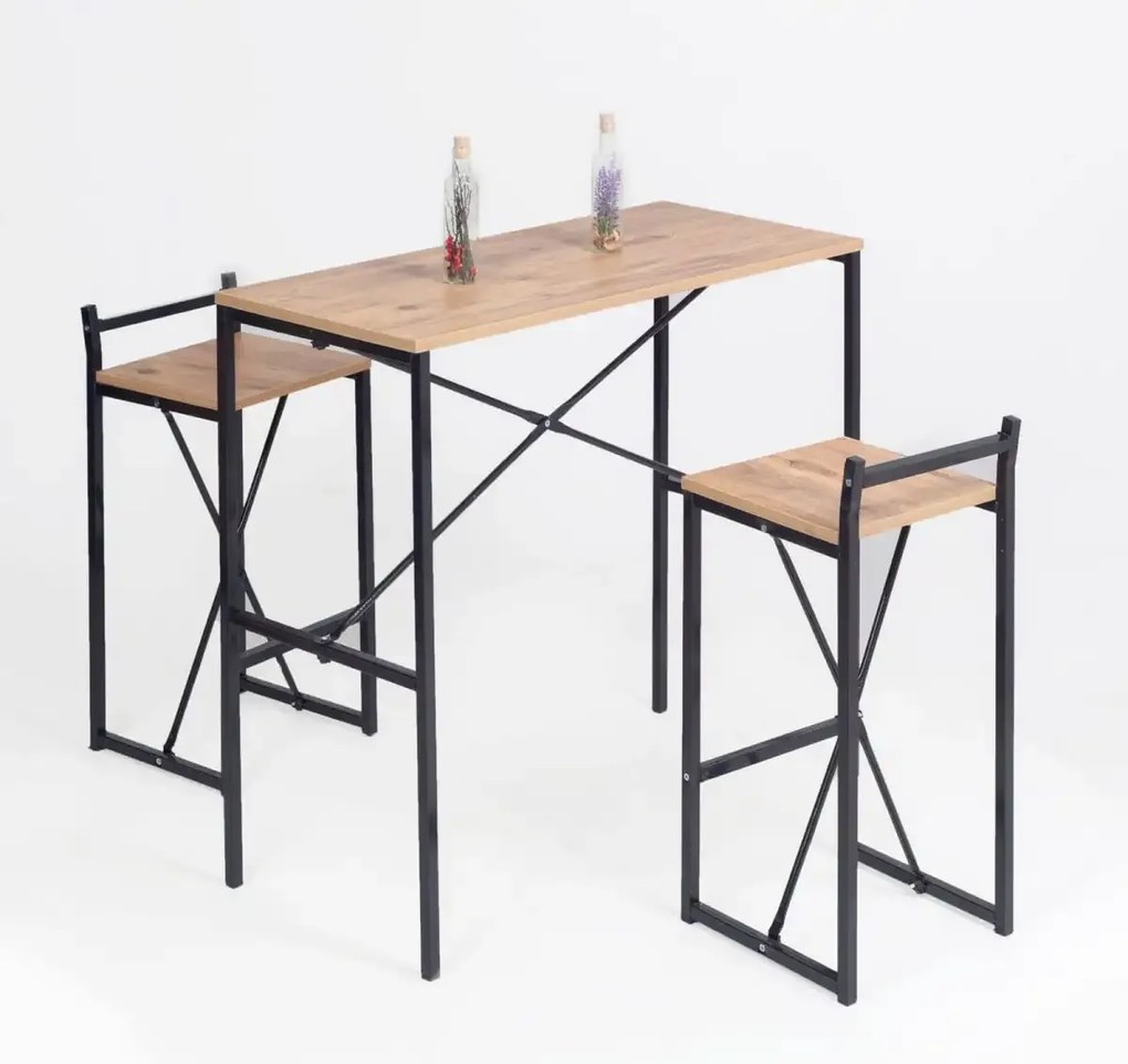 Masa tip bar Alexa Homs, 100x45x92 cm, nuc/negru