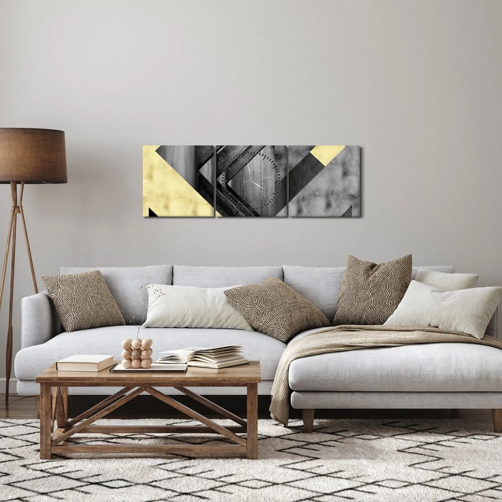 Tablou - Textura forme (cu ceas) (90x30 cm)
