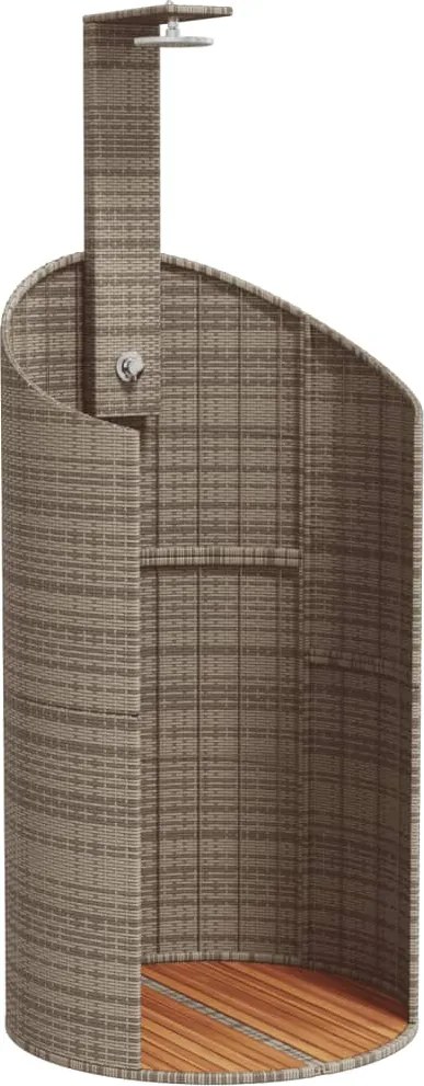 vidaXL Duș de exterior, gri, 100x100x241,5 cm, poliratan/lemn acacia