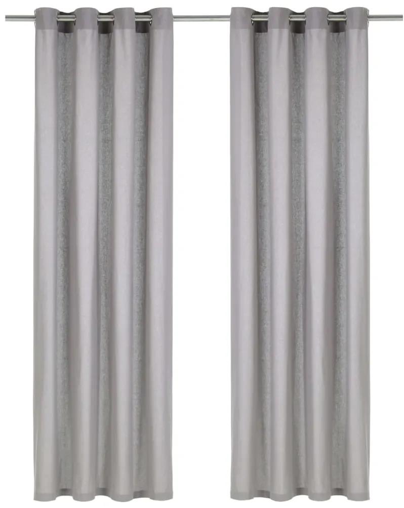 vidaXL Perdele cu inele metalice, 2 buc., gri, 140 x 245 cm, bumbac