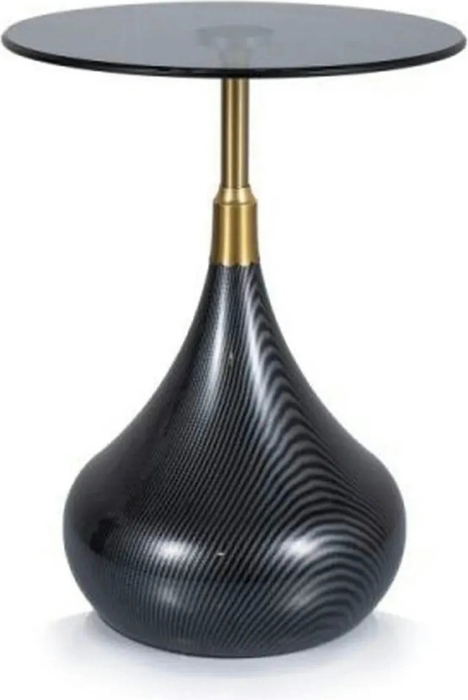 Masuta TAURUS, negru/auriu, sticla/metal, 40x40x54 cm