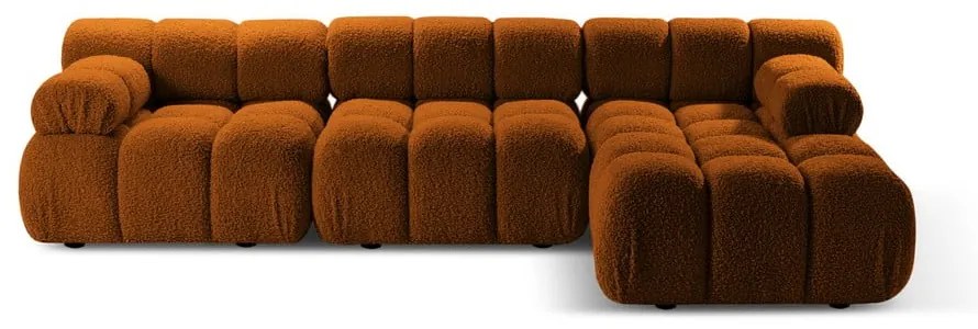 Colțar modular portocaliu cu tapițerie din țesătură bouclé (cu colț pe partea dreaptă) Bellis – Micadoni Home