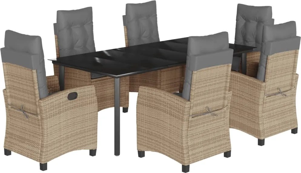 vidaXL Set mobilier pentru grădină, 7 piese, cu perne, bej, poliratan