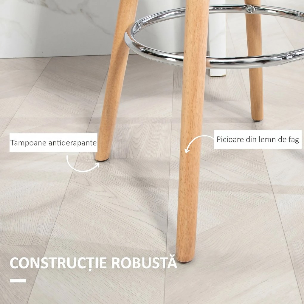 HOMCOM Set 2 Scaune de Bar Moderne din Piele Ecologică, Scaune Înalte de Bucătărie, Negru | Aosom Romania