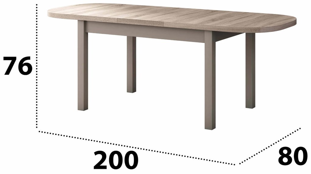 Set masa extensibila 160x200cm cu 6 scaune tapitate, MB-12 Venus1 si S-37 Boss7 S11, sonoma, lemn masiv de fag, stofa