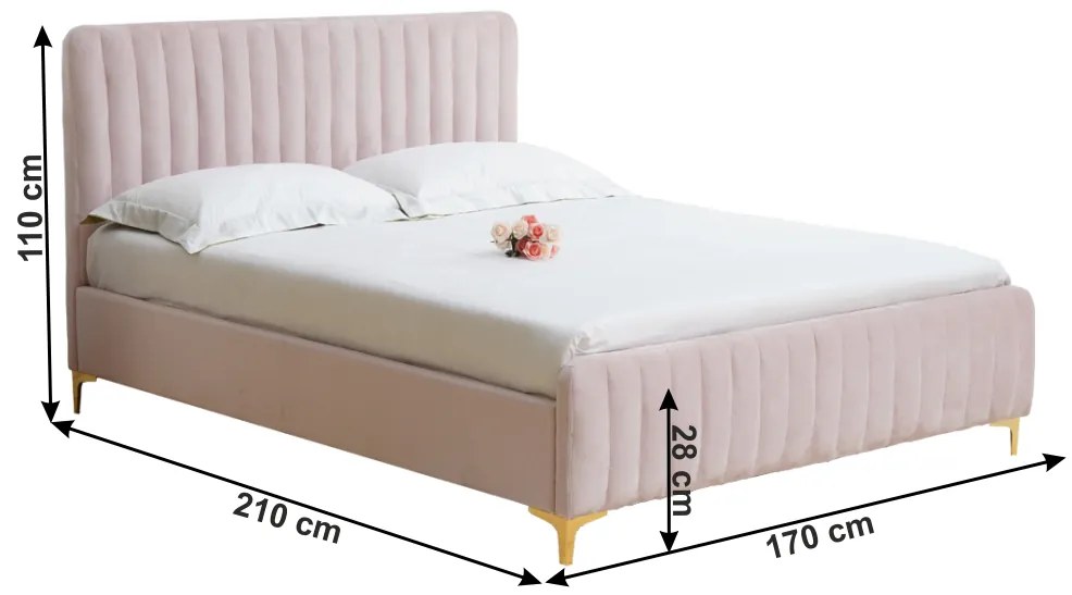 Pat matrimonial 160 cm Karilla (roz) (cu somieră). 1017201