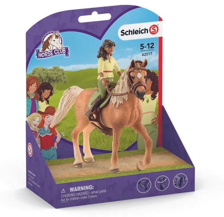 Schleich - Bruneta Sarah și calul Mystery