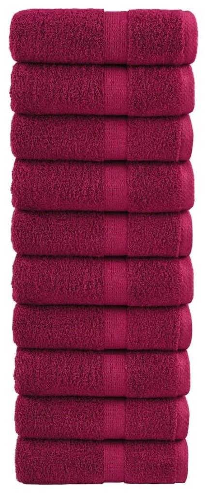 vidaXL Prosoape de baie premium SOLUND, 10 buc., bordeaux, 30x30 cm, 600 g/m²