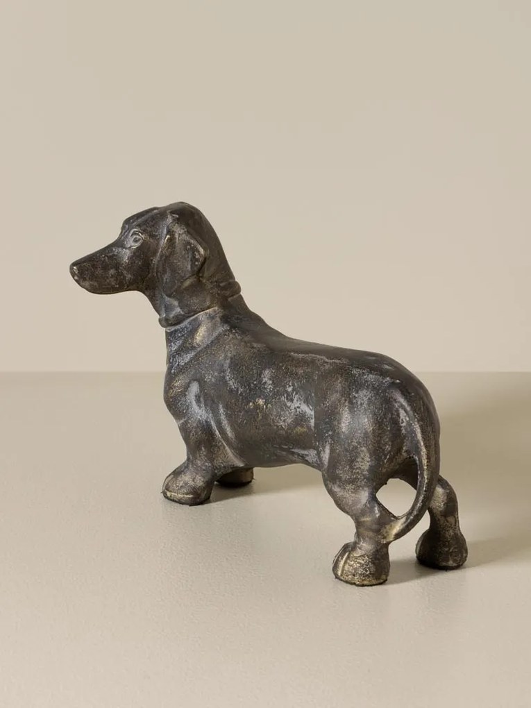 Decorațiune câine Teckel din aluminiu, H15 cm