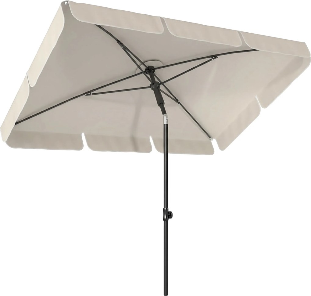 Outsunny Umbrelă dreptunghiulară de exterior cu manivelă, înclinare reglabilă, bej | Aosom Romania