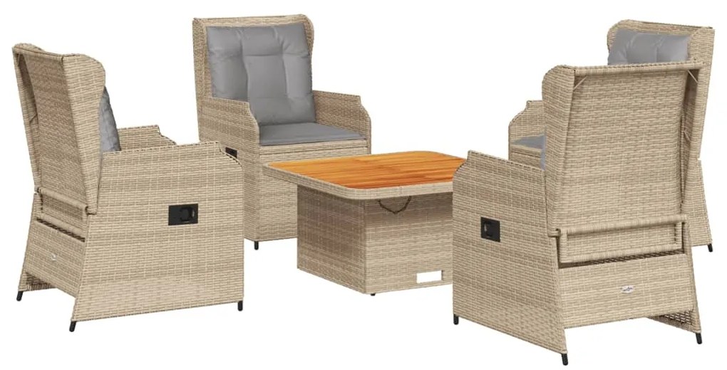 3262736 vidaXL Set mobilier de grădină cu perne, 5 piese, bej, poliratan