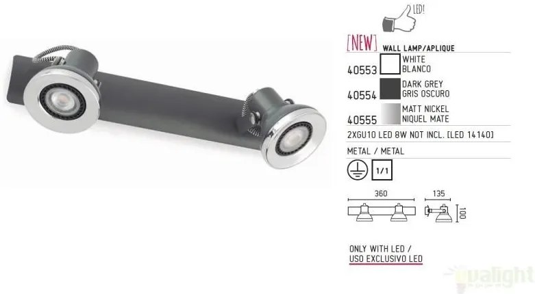Aplica moderna cu 2 spoturi LED Ring 40554