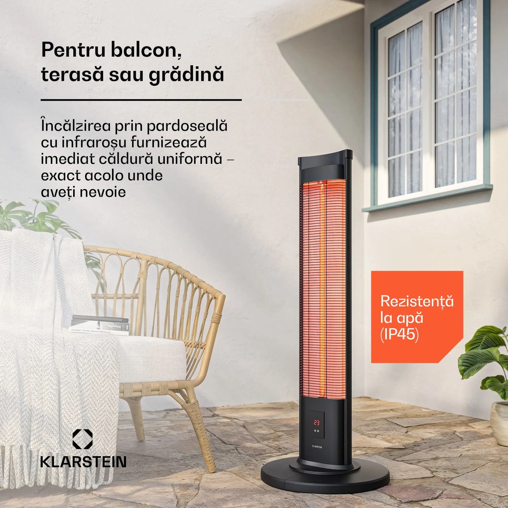 Klarstein Încălzitor cu infraroșu BlazeTower | 2000 W | 15 m² | Puternic | 101 cm x 40 cm
