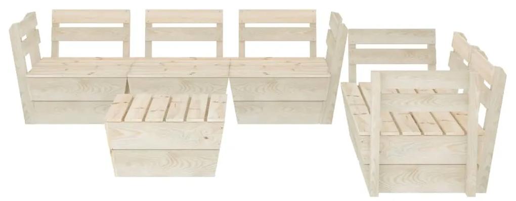 Set mobilier gradina din paleti, 6 piese, lemn de molid tratat 4x colt + mijloc + masa, 1
