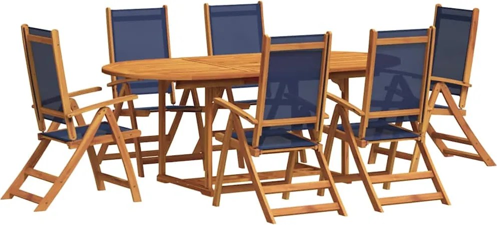 vidaXL Set mobilier de grădină, 7 piese, lemn masiv acacia/textilenă