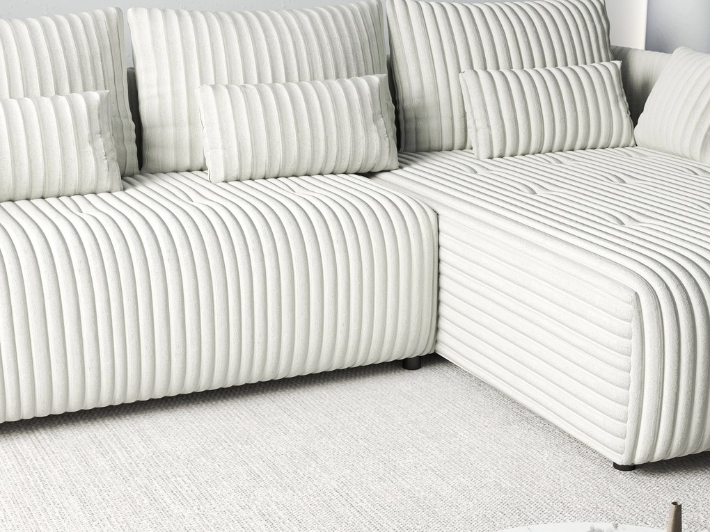 Colțar extensibil dumonde cu ladă de depozitare si sezut confortabil din spuma high-density, Malta Ambience White II 235x185 cm