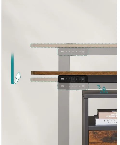 Birou SOLEA-X reglabil pe înălțime, maro/negru