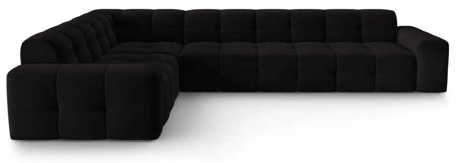 Colțar negru cu tapițerie din catifea (pe partea stângă) Kendal – Micadoni Home