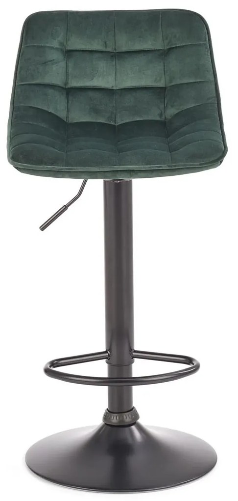 Scaun de bar cu picior negru MALIBU VELVET, verde