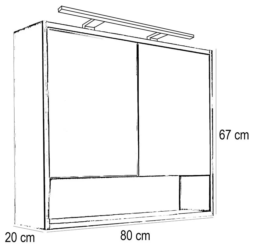 Dulap cu oglindă Luna 80, alb, superior
