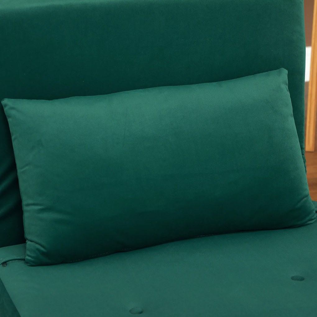 HOMCOM Şezlong cu funcţie de dormit, Fotoliu pliabil de relaxare în aspect de catifea, Spătar reglabil, suportă până la 120 kg, Verde închis | Aosom Romania